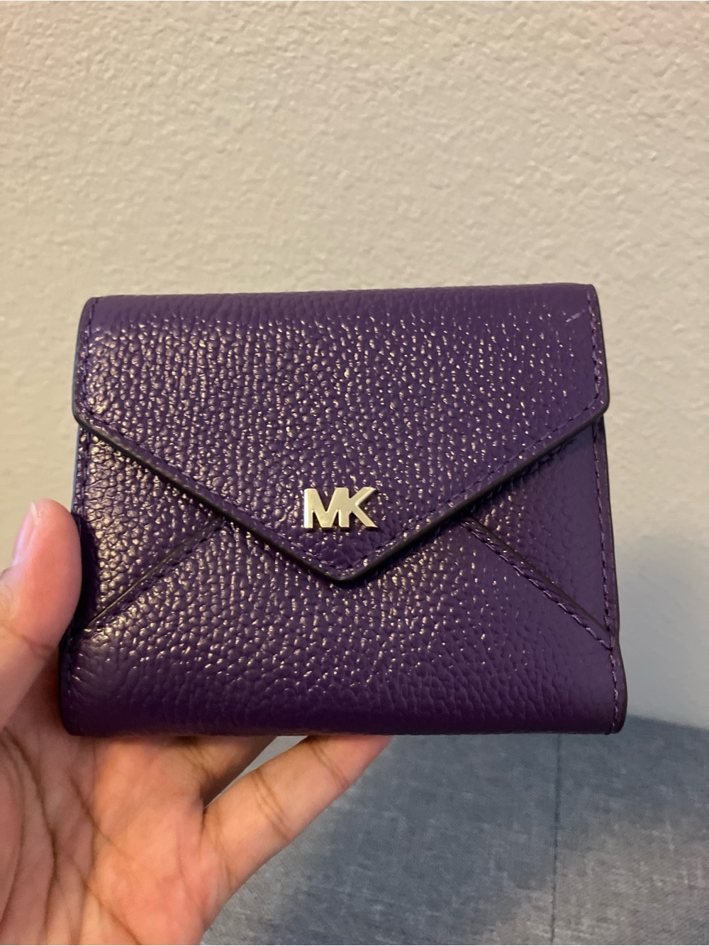Michael Kors Deep Purple Pebbled Leather Envelope Wallet